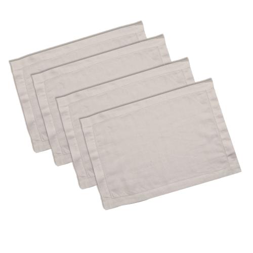 Linendo Linen Hemstitch Placemats 14x19 Inch Natural