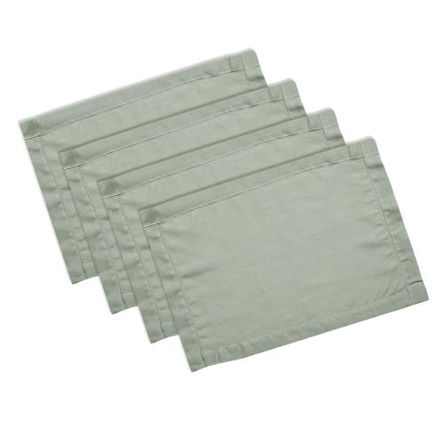 Linendo Linen Hemstitch Placemats 14x19 Inch Sea Green