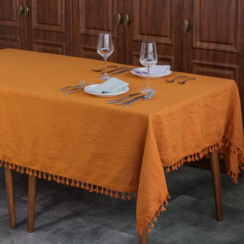 Linendo Linen Tablecloth - 60 x 102 Inch Caramel