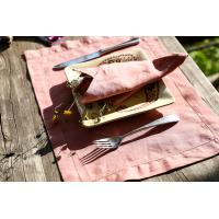 Linendo Linen Hemstitch Placemats 14x19 Inch Rose Pink