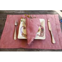 Linendo Linen Hemstitch Placemats 14x19 Inch Rose Pink