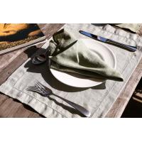 Linendo Linen Hemstitch Placemats 14x19 Inch Sea Green