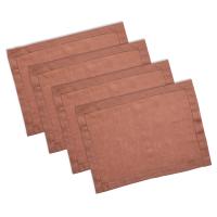 Linendo Linen Hemstitch Placemats 14x19 Inch Dusty Pink