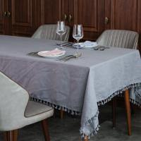 Linendo Linen Tablecloth - 60 x 84 Inch Taupe Grey
