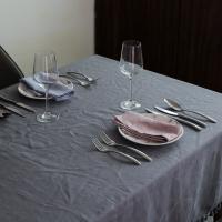 Linendo Linen Tablecloth - 60 x 84 Inch Taupe Grey