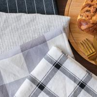 100% Linen Kitchen Towels 20 x 30 inch Gray/White Buffalo Check