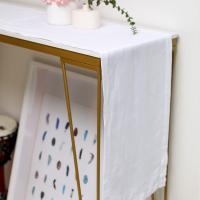 Linendo Hemstitch Linen Table Runner 14x72 Inches Long - White