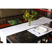 Linendo Hemstitch Linen Table Runner 14x72 Inches Long - White